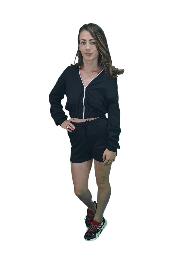 Women Gym suit, shorts and blouse, black color, 8869